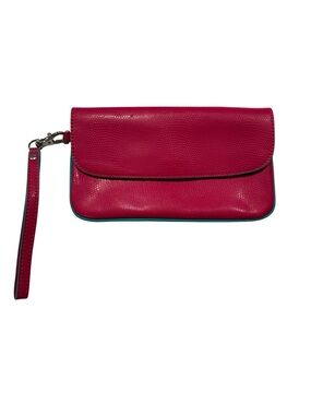 Baekgaard - Fushcia and Turqoise Leather Wristlet Clutch